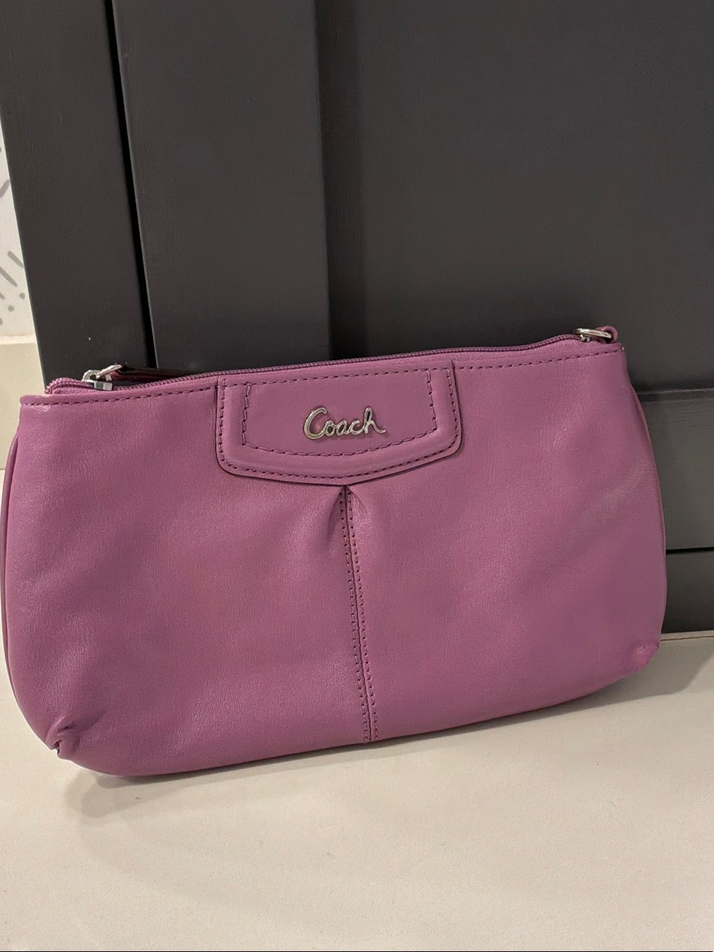 Coach Lavender Leather Wristlet Clutch